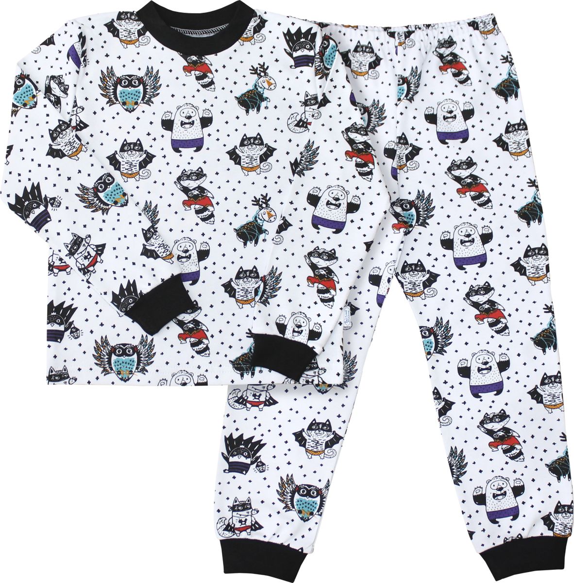 Пижама для мальчика Веселый малыш, цвет: белый, черный. 9315-H (1)_супергерои. Размер 98