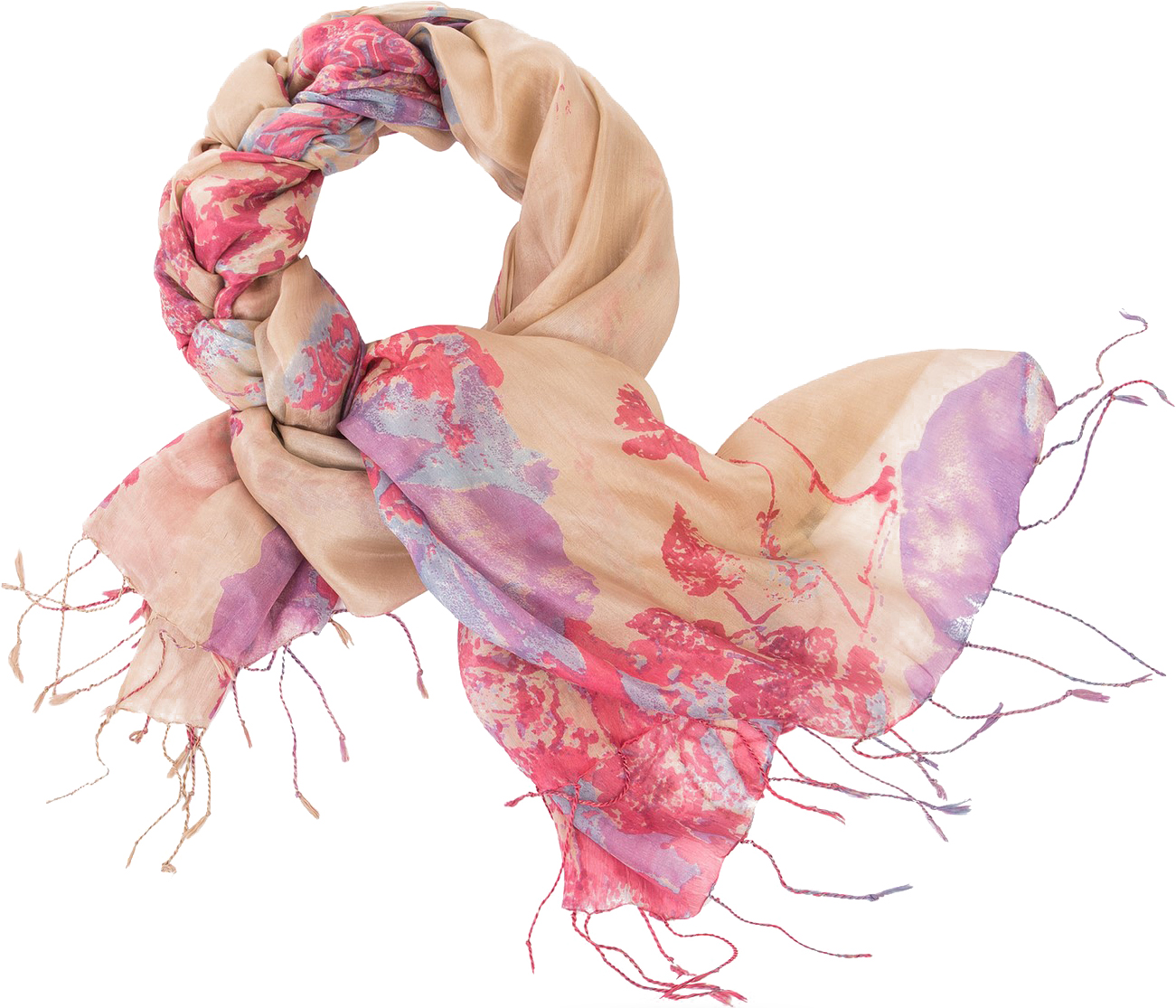 Палантин женский Michel Katana, цвет: бежевый, розовый, красный. S20-JEWEL.FL/WHITE . Размер 110 x 180 см