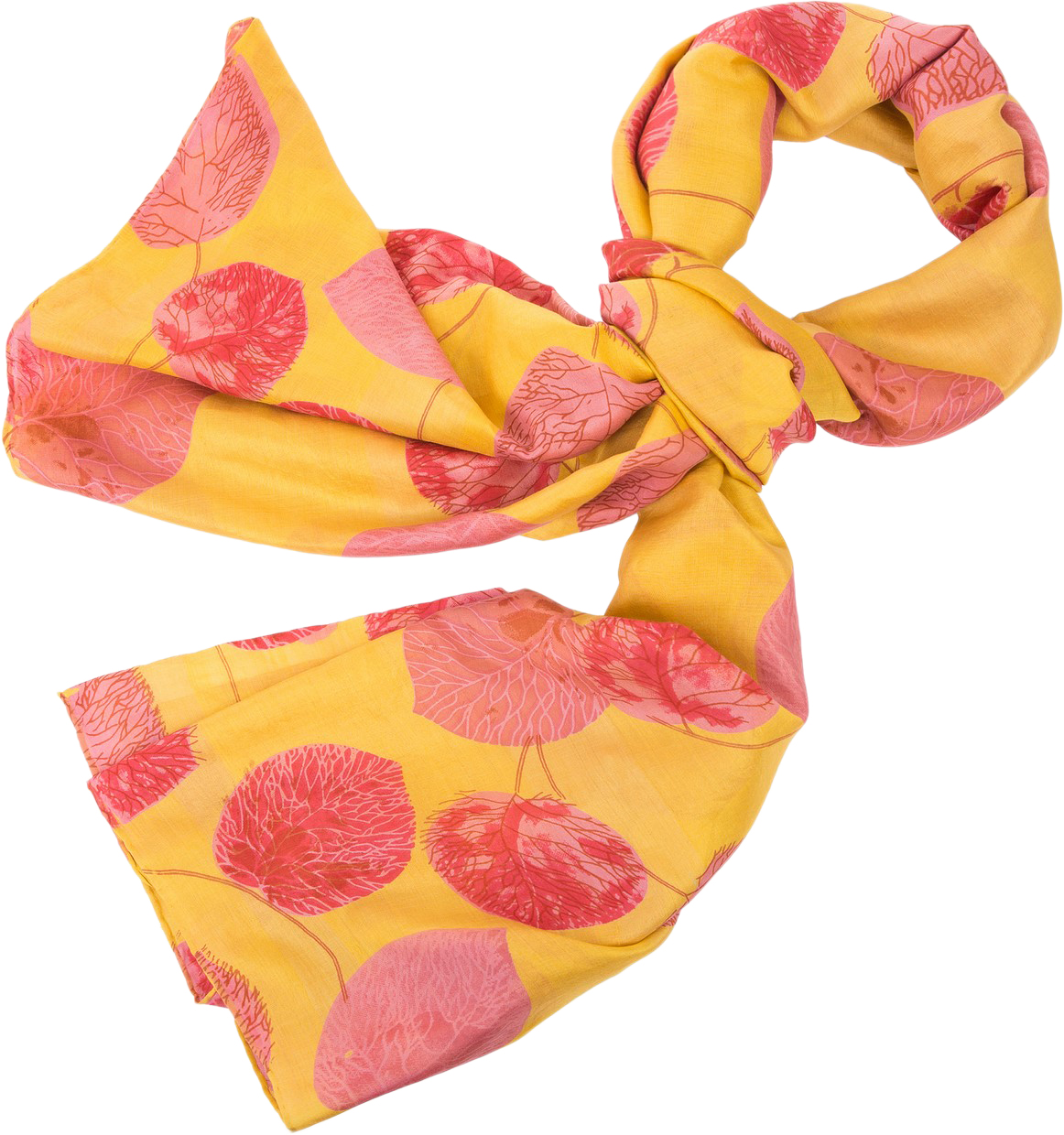 Палантин женский Michel Katana, цвет: желтый, розовый, красный. SN-DRY.LEAF/PEACH.ROSE. Размер 100 x 190 см