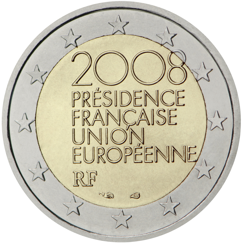 Монета номиналом 2 евро 2008 Франция, Председательство Франции в Евросоюзе