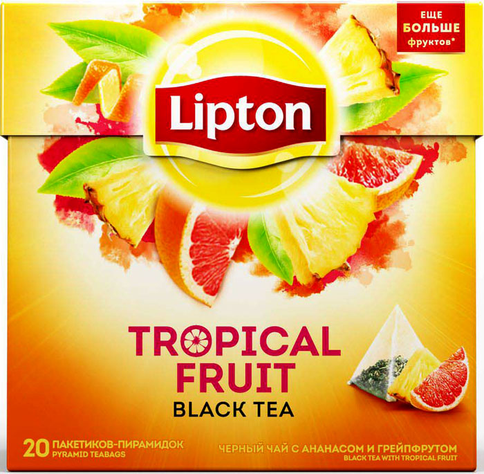 Lipton Tropical Fruit Tea фруктовый чай в пирамидках, 20 шт lipton lemon melissa green tea зеленый чай в пирамидках с листочками лимонной мяты 20 шт