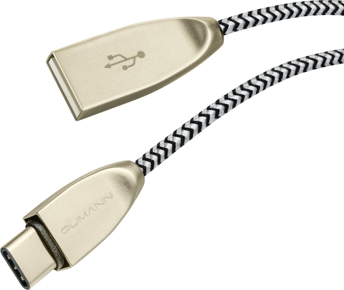 Qumann кабель USB 2.0-Type C в оплетке, Silver Black (1,2 м)
