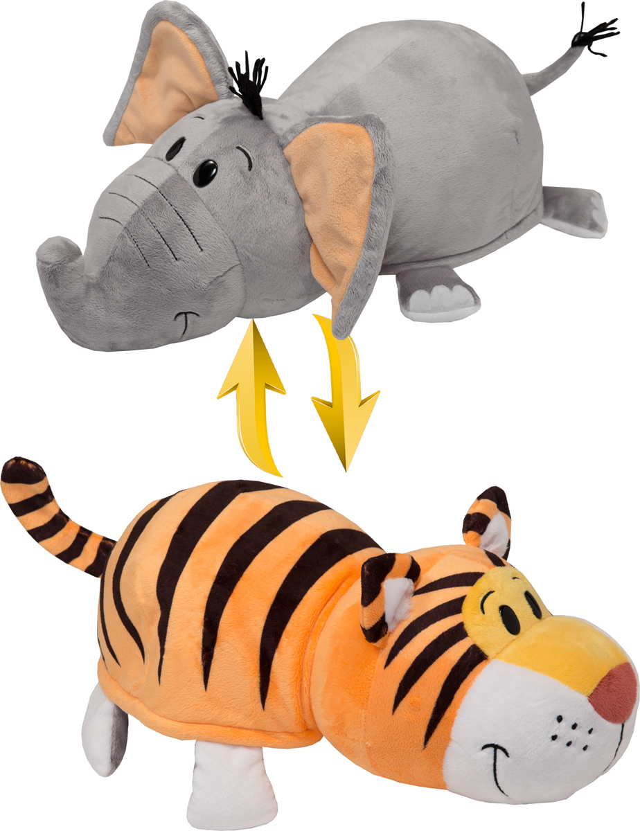 1TOY Мягкая игрушка Вывернушка 2в1 Тигр-Слон 40 см