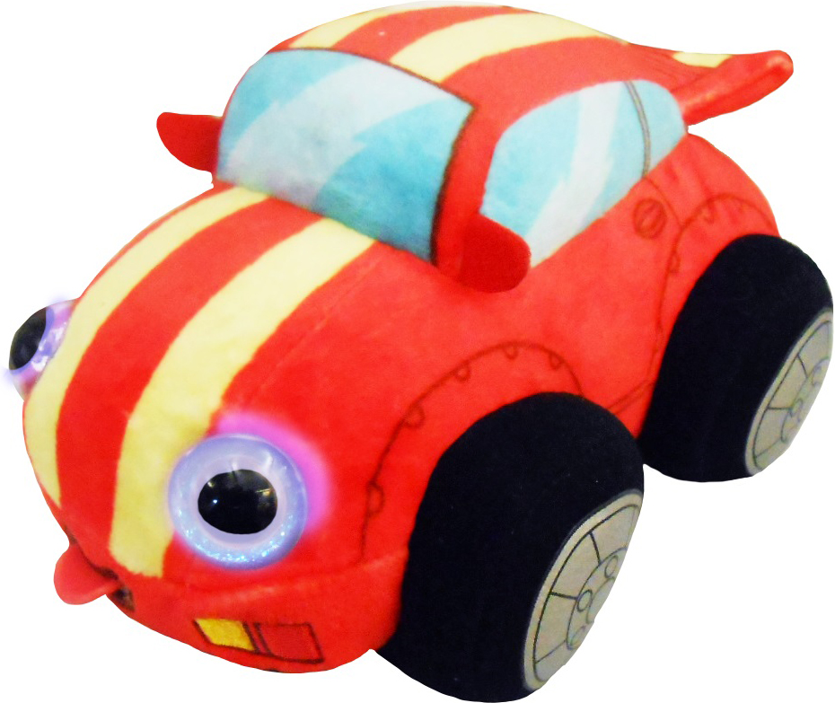 1TOY Мягкая озвученная игрушка Дразнюка-Биби Гоночная машинка 15 см