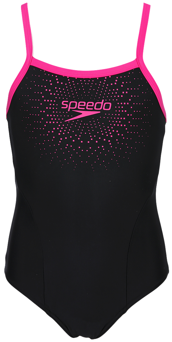 Купальник слитный для девочки Speedo Gala Logo Tsrp Msbk Jf, цвет: черный, розовый. 8-11343B344-B344. Размер 176