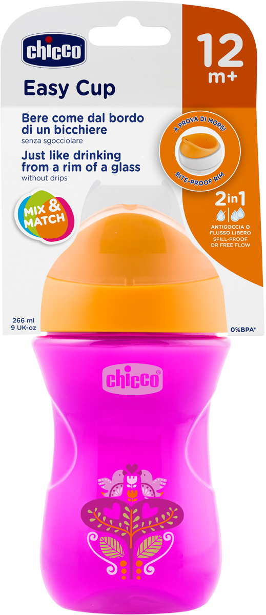 Chicco Чашка-поильник Easy Cup Цветочек от 12 месяцев цвет розовый 266 мл