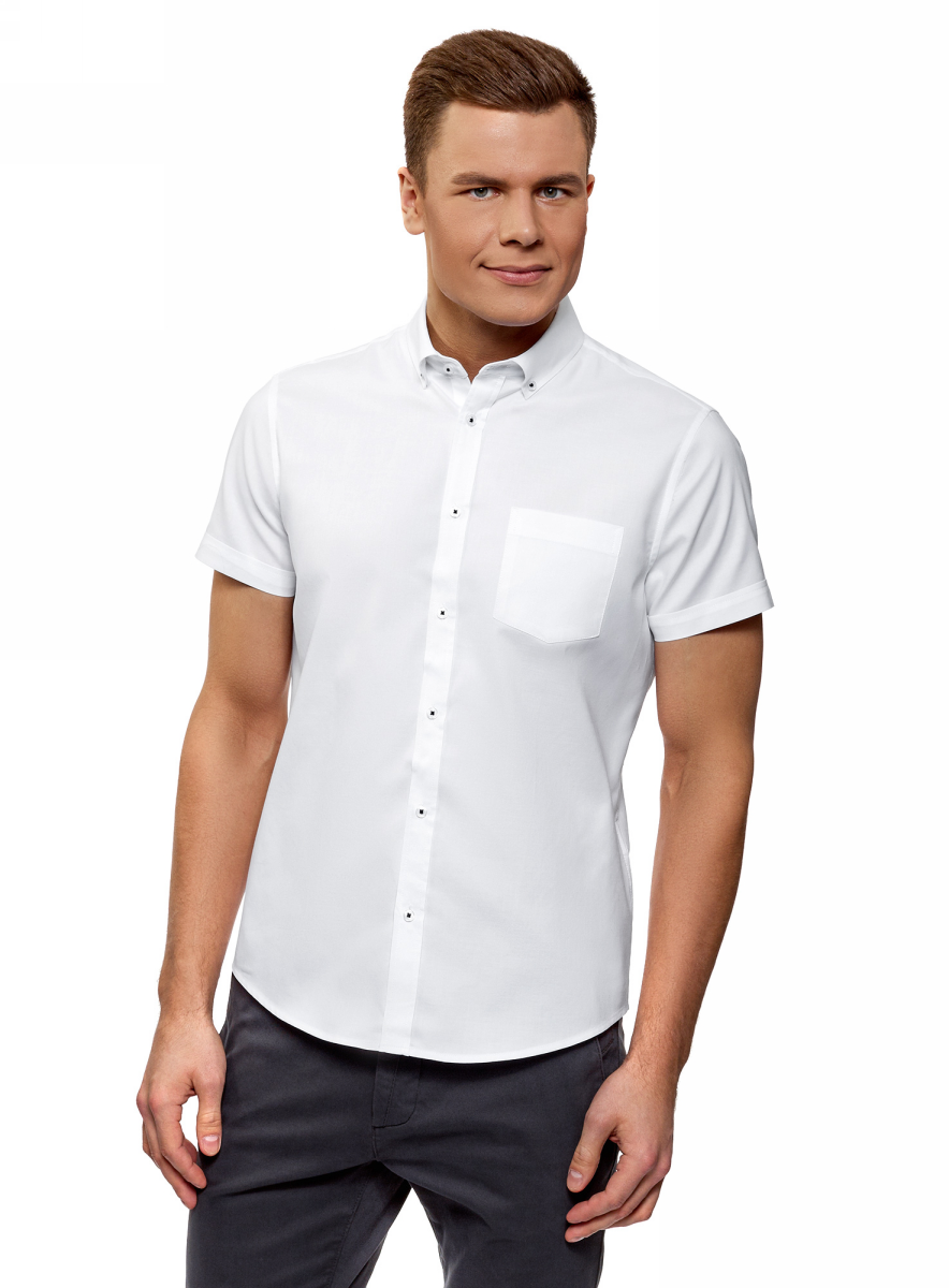 Рубашка мужская oodji Basic, цвет: белый. 3B210007M/34714N/1000O. Размер 41 (50-182)