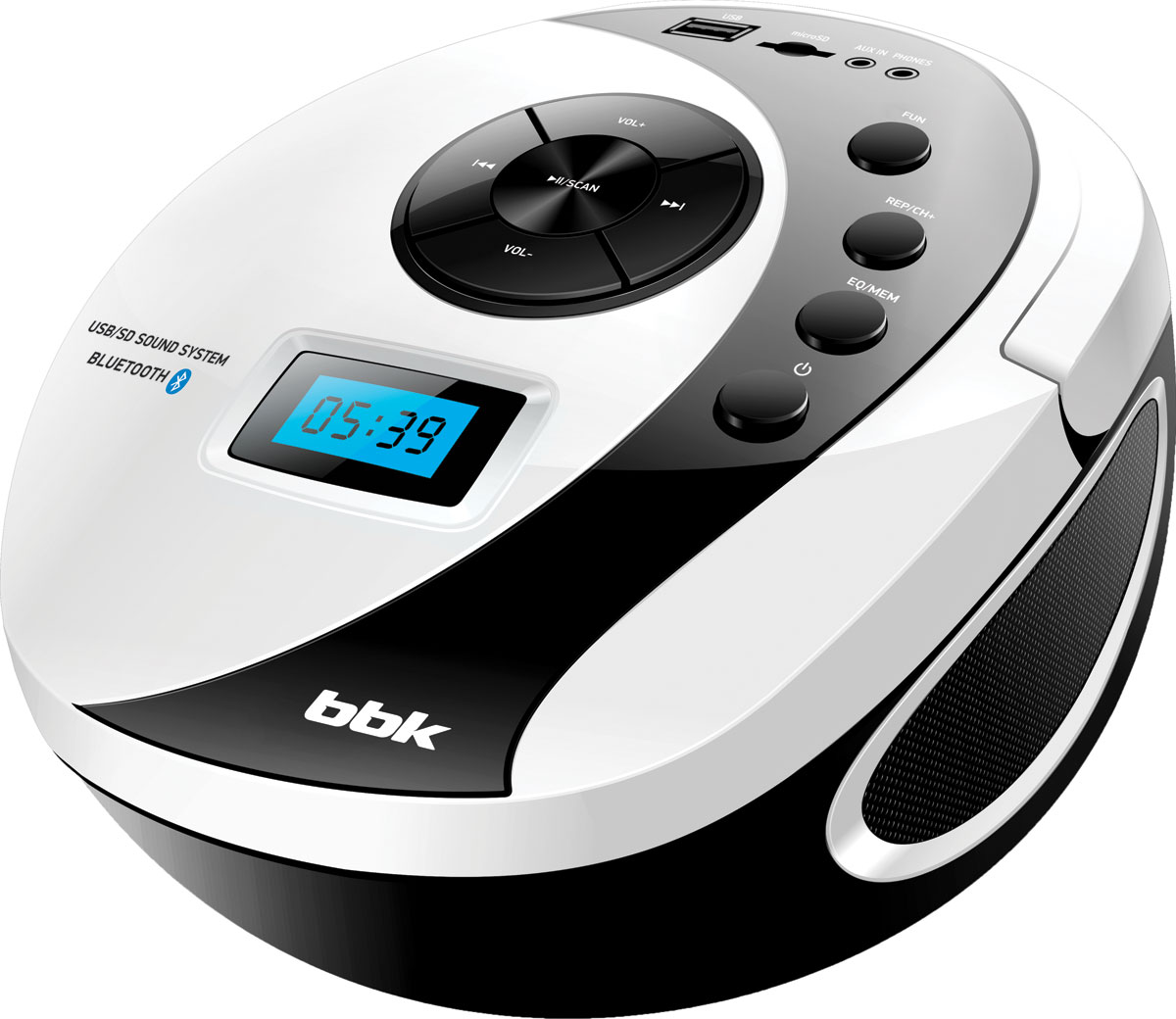 BBK BS10BT, White Black USB/SD магнитола