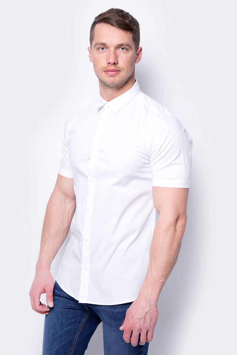 Рубашка мужская Only & Sons, цвет: белый. 22008733. Размер M (48)