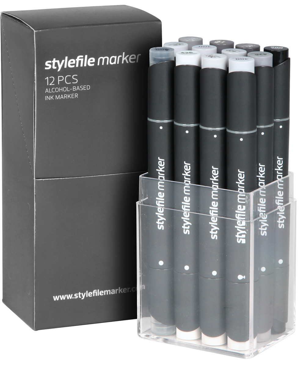 Stylefile Набор маркеров Classic оттенки серый нейтральный 12 шт
