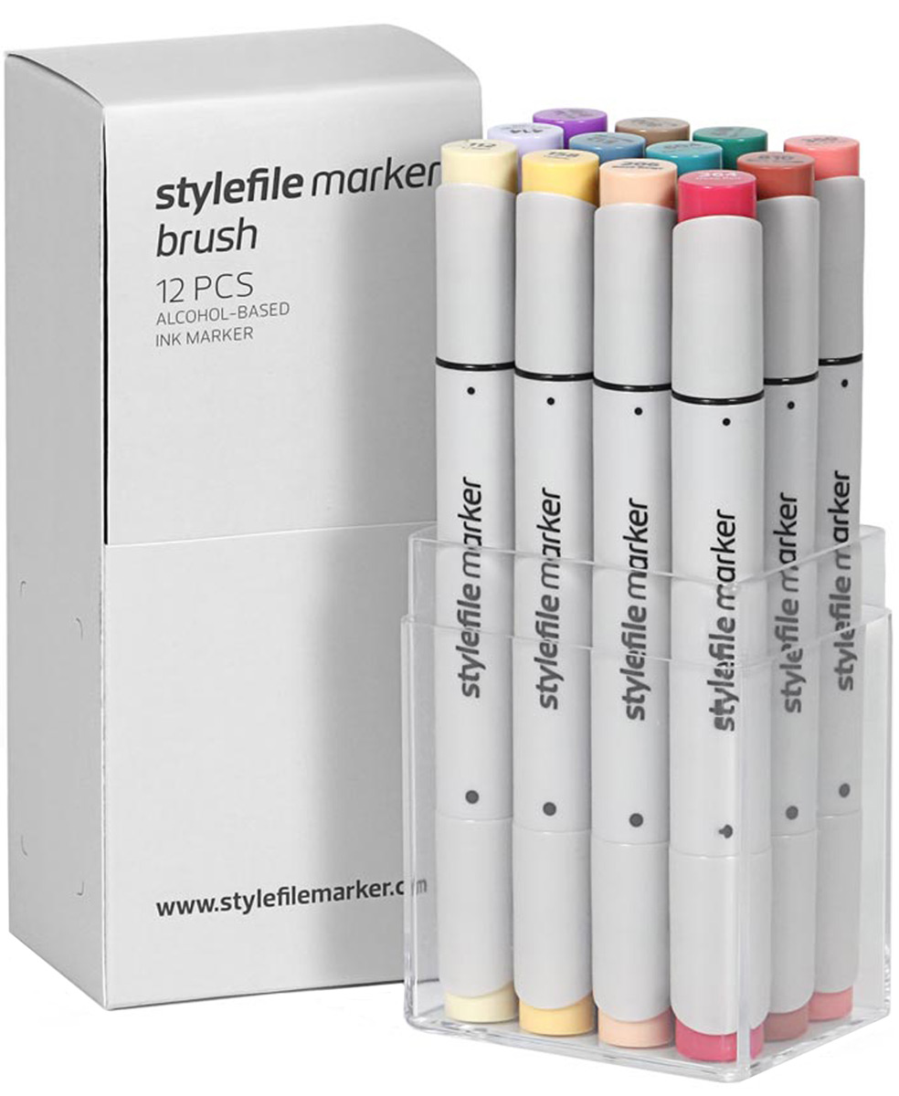 Stylefile Набор маркеров Brush основные цвета c 12 шт