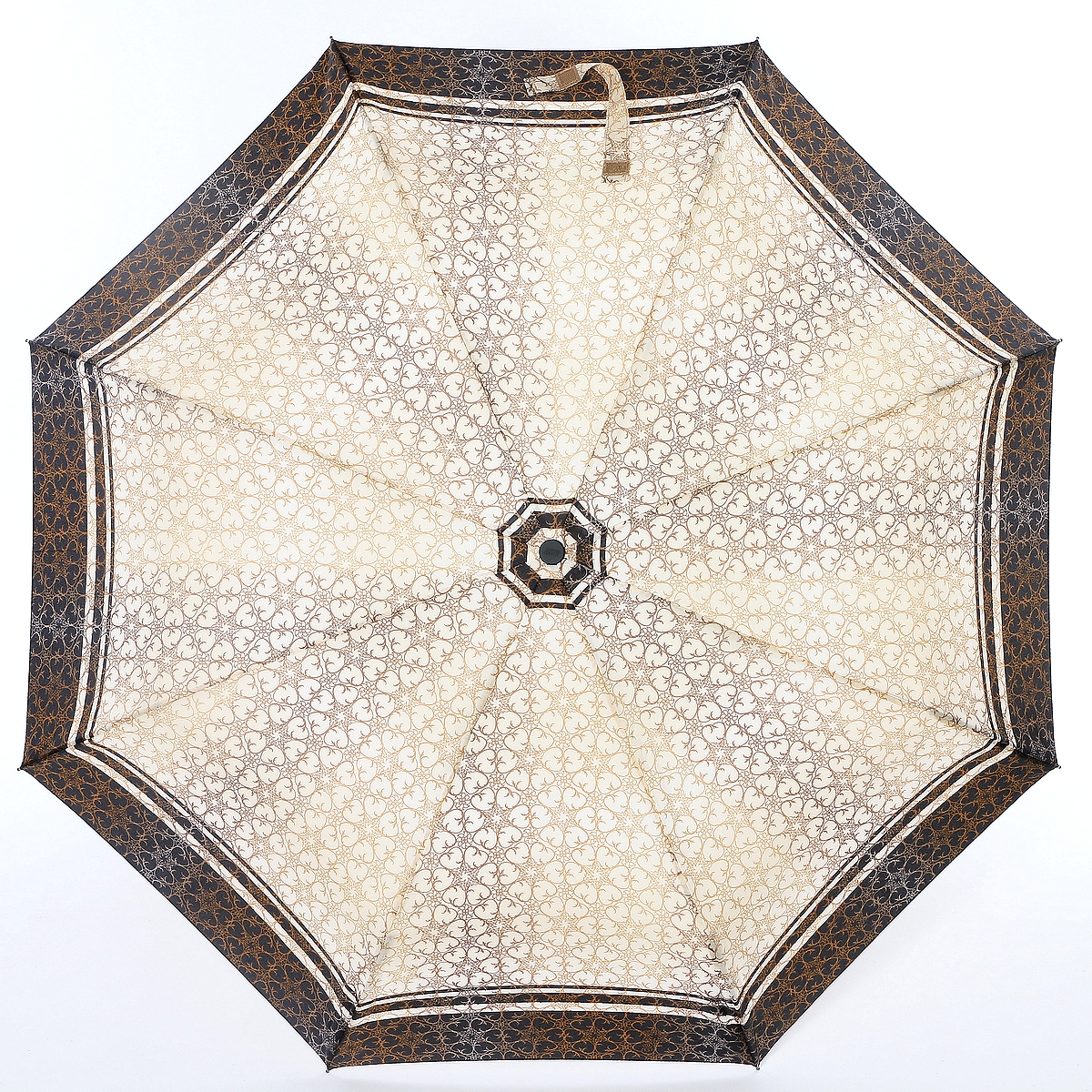 Зонт женский Zest, автомат, 3 сложения, цвет: молочный, коричневый. 23928-089