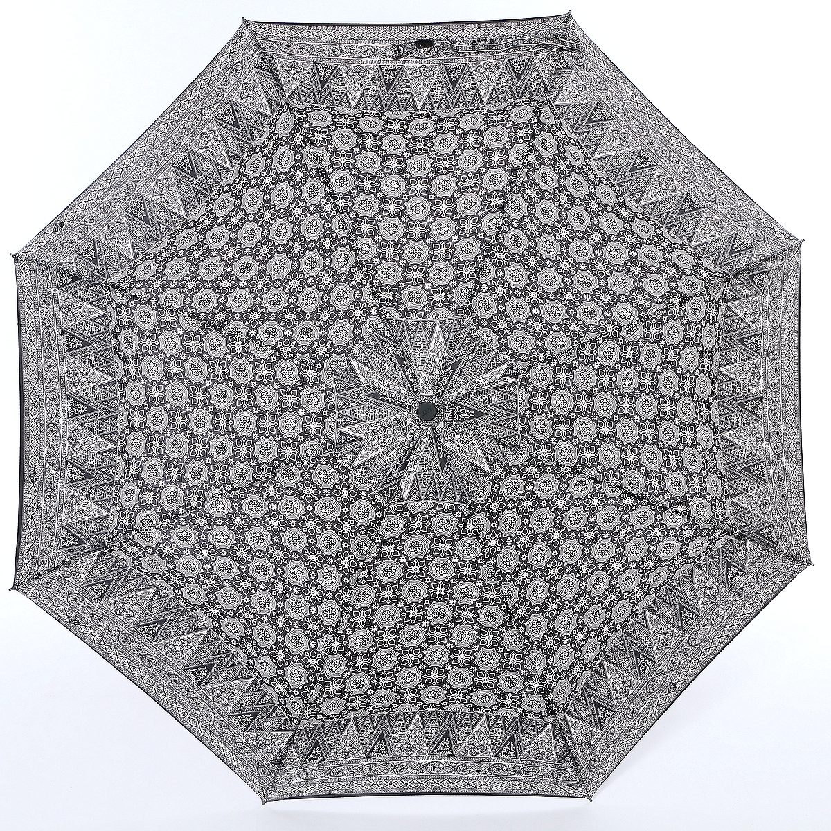 Зонт женский Zest, автомат, 3 сложения, цвет: черный, белый. 23928-116