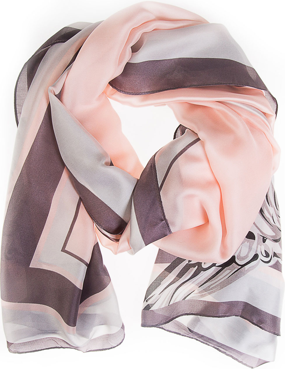 Палантин женский Vita Pelle, цвет: серый, розовый. K02P2611. Размер 180 х 90 см
