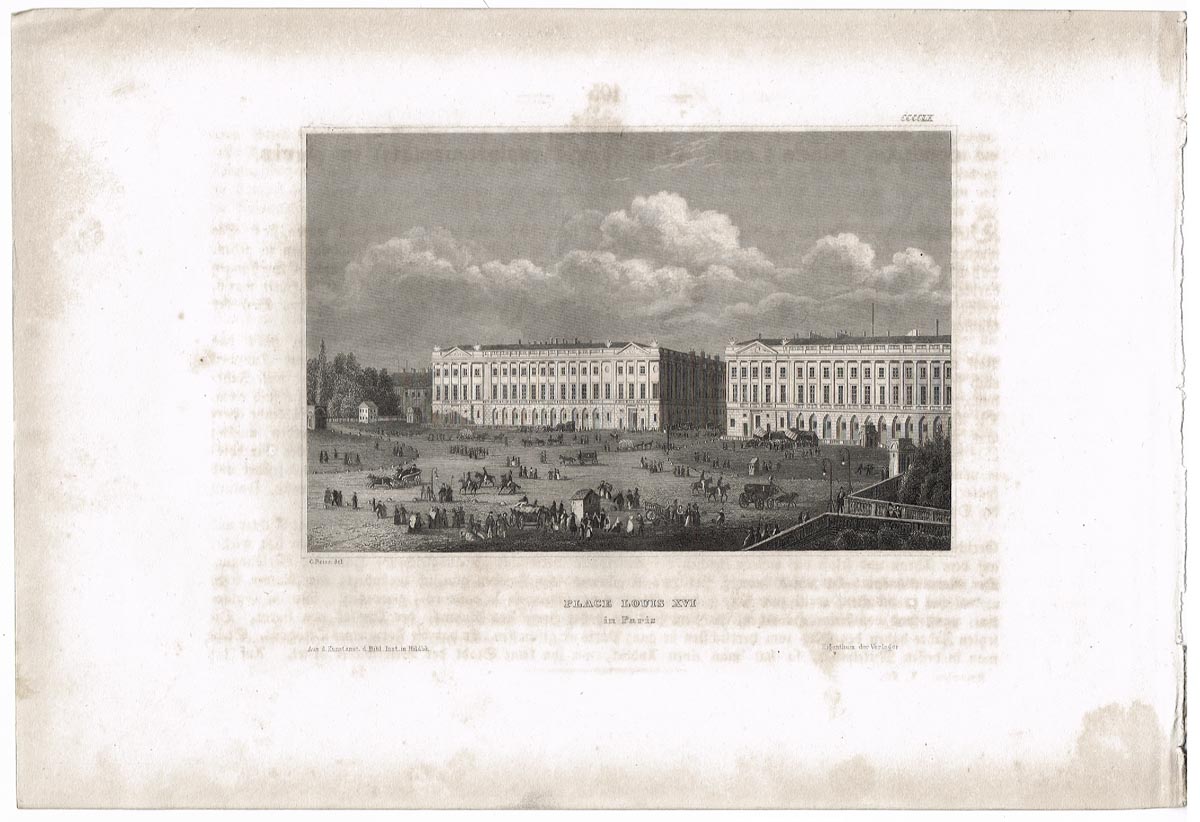 Площадь Луи XVI (Place Louis XVI). Гравюра, офорт. Германия, середина XIX века