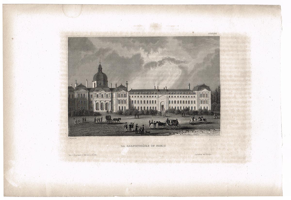 Сальпетриер, Париж (La Salpetriere in Paris). Гравюра, офорт. Германия, середина XIX века