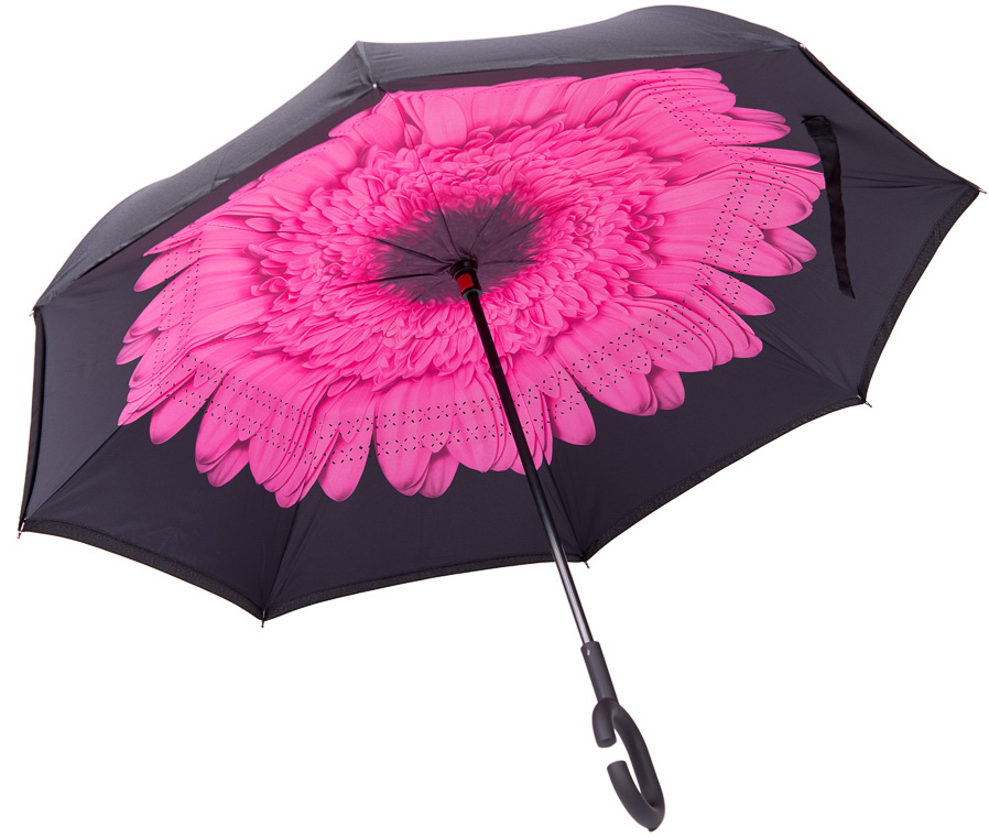 Зонт-трость женский Nuages, механика, цвет: черный, розовый. NZ2300/1