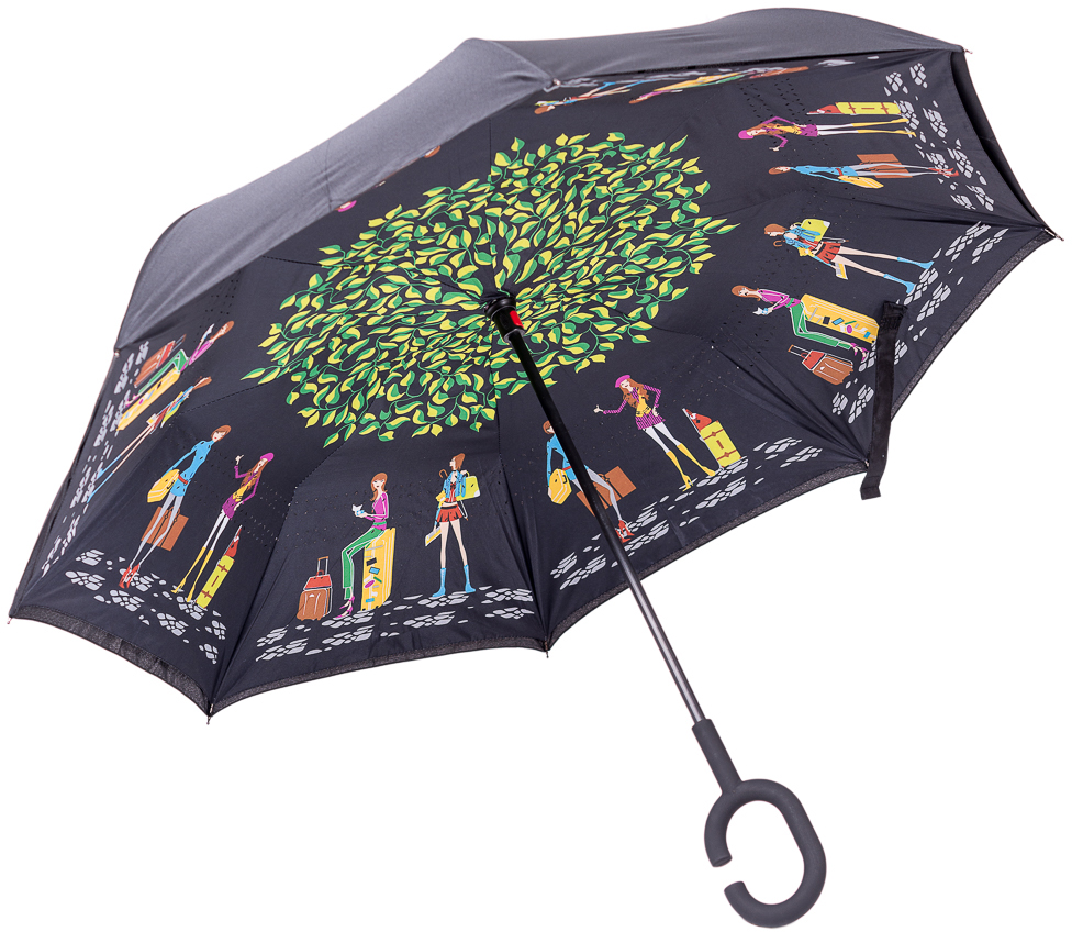 Зонт-трость женский Nuages, механика, цвет: черный, зеленый, желтый. NZ2300/11