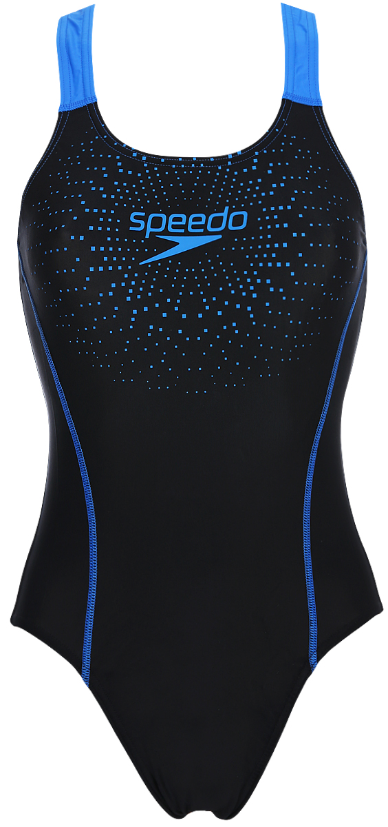 Купальник слитный Speedo Sports Logo Mdlt Af, цвет: черный, синий. 8-096897669-7669. Размер 32 (42/44)
