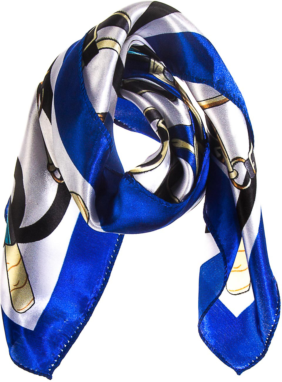 Платок женский Vittorio Richi, цвет: белый, синий. K02P1516. Размер 50 х 50 см
