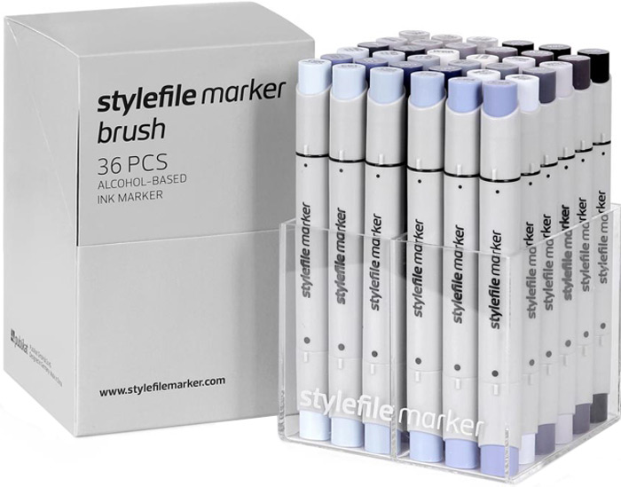 Stylefile Набор маркеров Brush оттенки серого 36 шт
