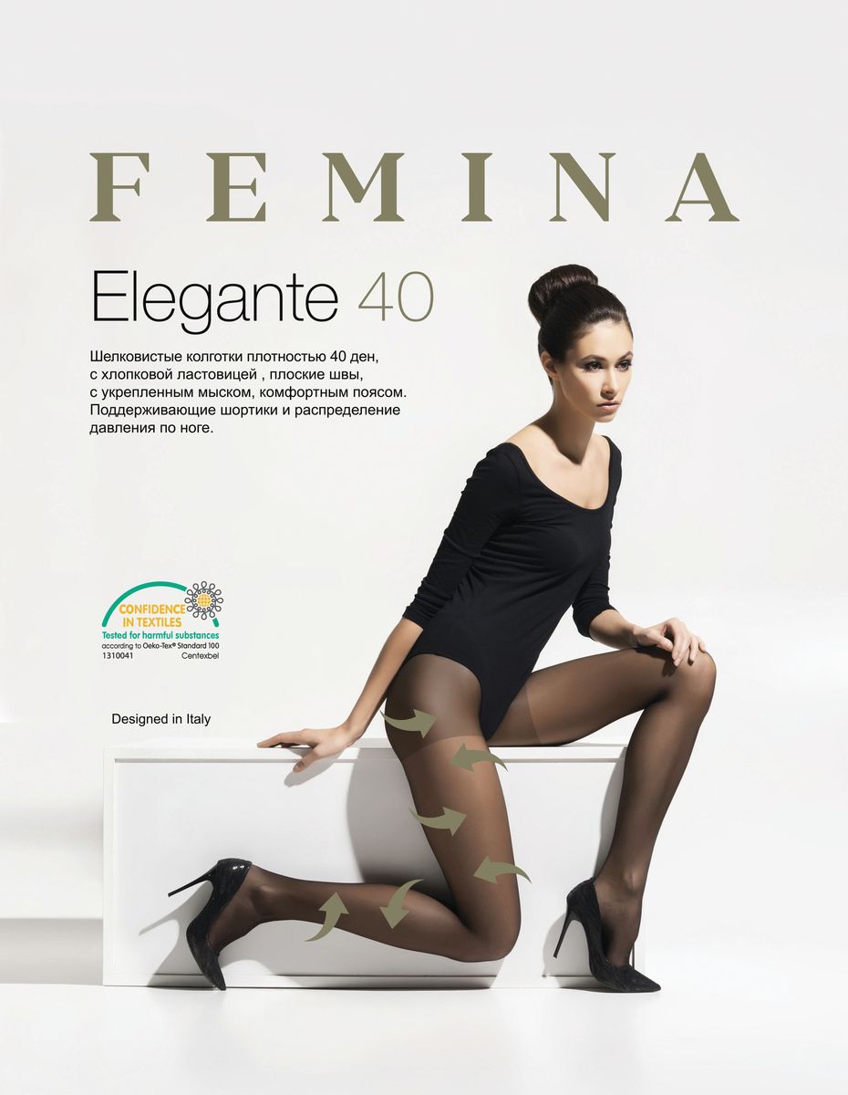 Колготки женские Femina Elegante 40, цвет: Nero (черный). Размер 4