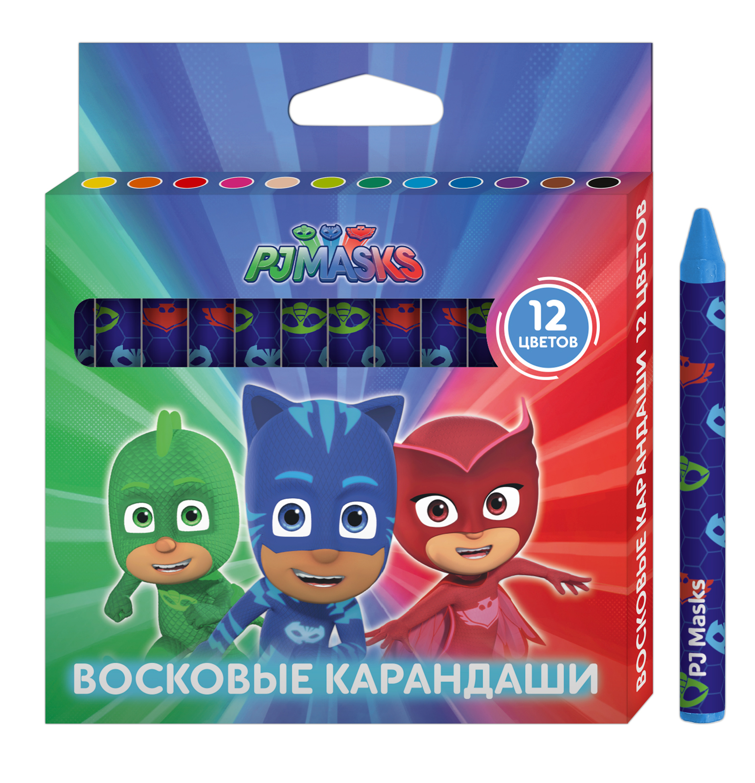 PJ Masks Набор восковых карандашей Герои в масках 12 цветов ролевые игры герои в масках pj masks фотоаппарат проектор 32813