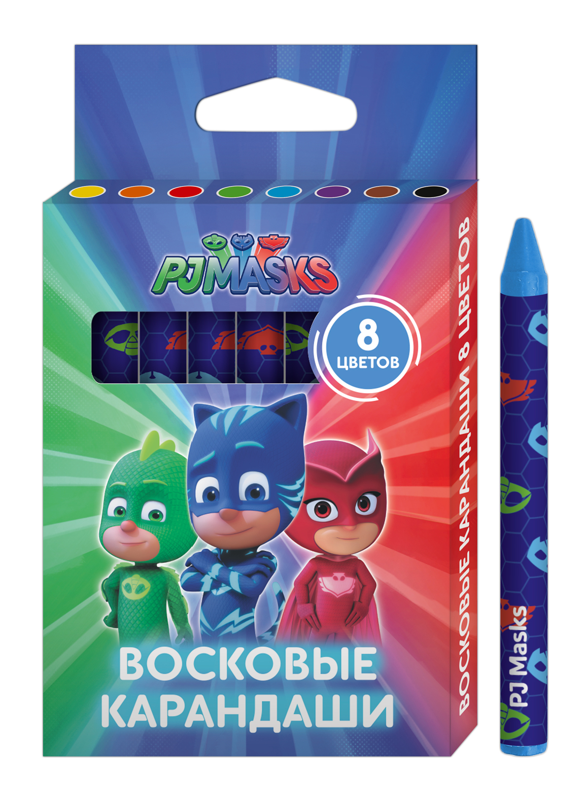 PJ Masks Набор восковых карандашей Герои в масках 8 цветов ролевые игры герои в масках pj masks фотоаппарат проектор 32813