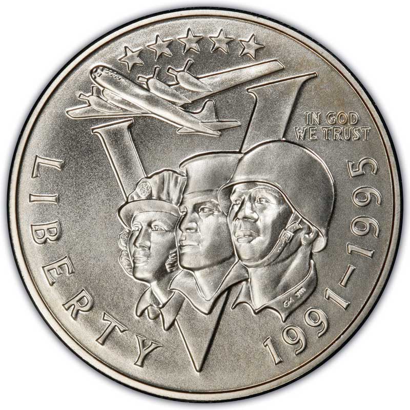 Монета номиналом 50 центов 1993 США 50 лет окончания Второй Мировой Войны, UNC