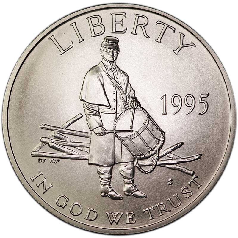 Монета номиналом 50 центов 1995 США Гражданская война UNC