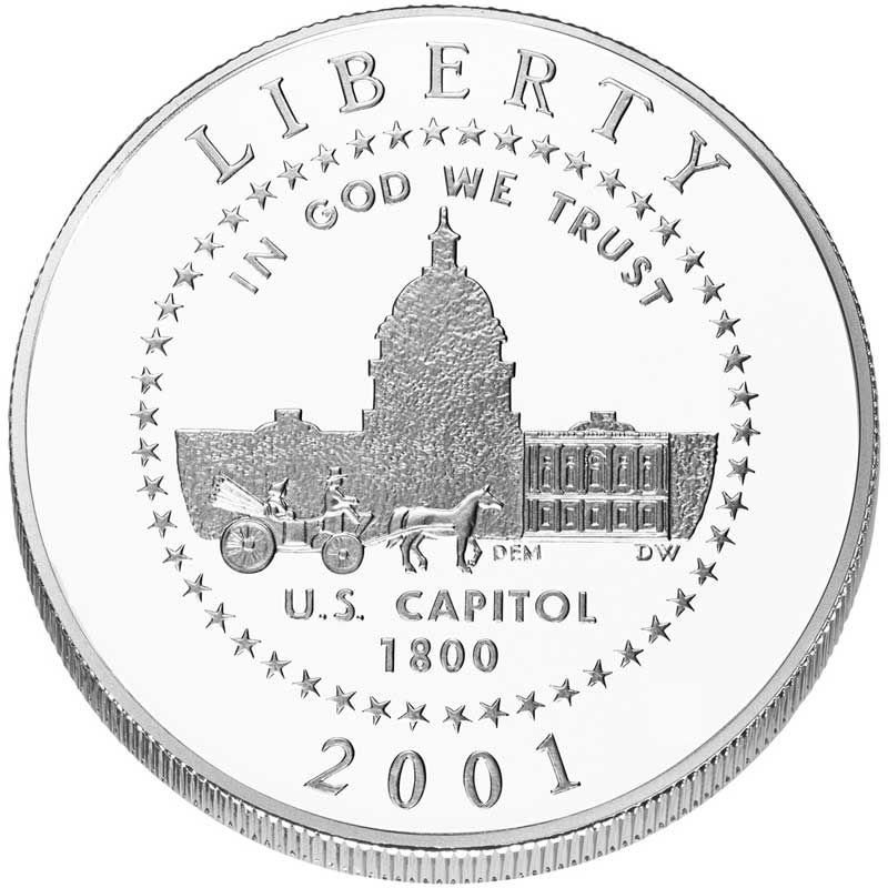 Монета номиналом 50 центов 2001 США Центр посетителей Капитолия UNC