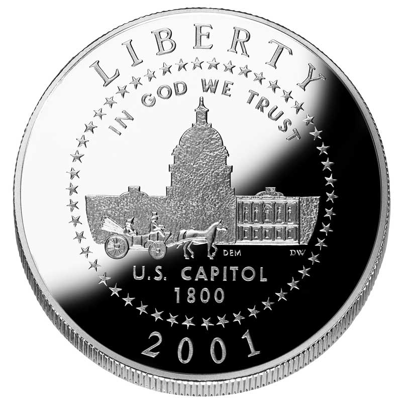 Монета номиналом 50 центов 2001 США Центр посетителей Капитолия Proof
