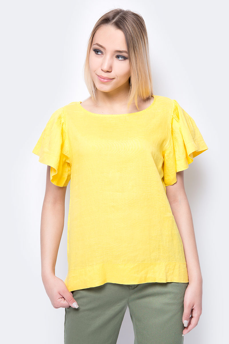 Блузка женская United Colors of Benetton, цвет: желтый. 5BML5Q9A5_3N7. Размер S (42/44)