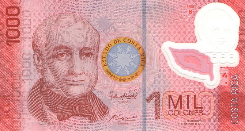 Банкнота номиналом 1000 колонов. Коста-Рика. 2013 год