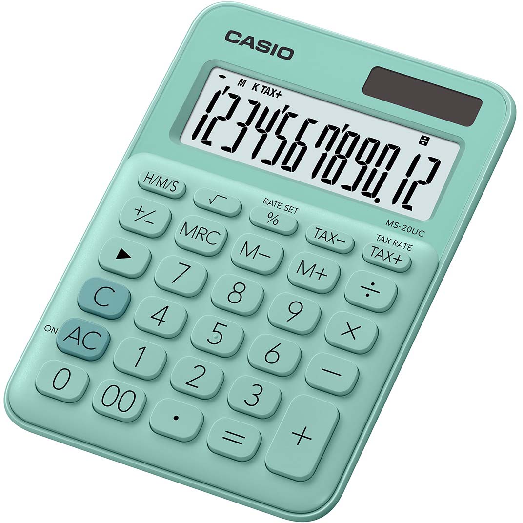 Casio калькулятор настольный MS-20UC-GN-S-EC цвет зеленый