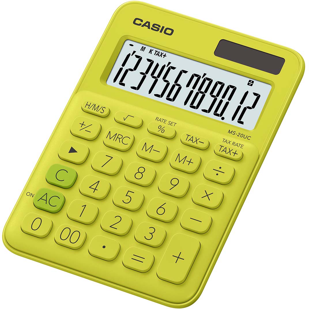 Casio калькулятор настольный MS-20UC-YG-S-EC цвет желтый зеленый