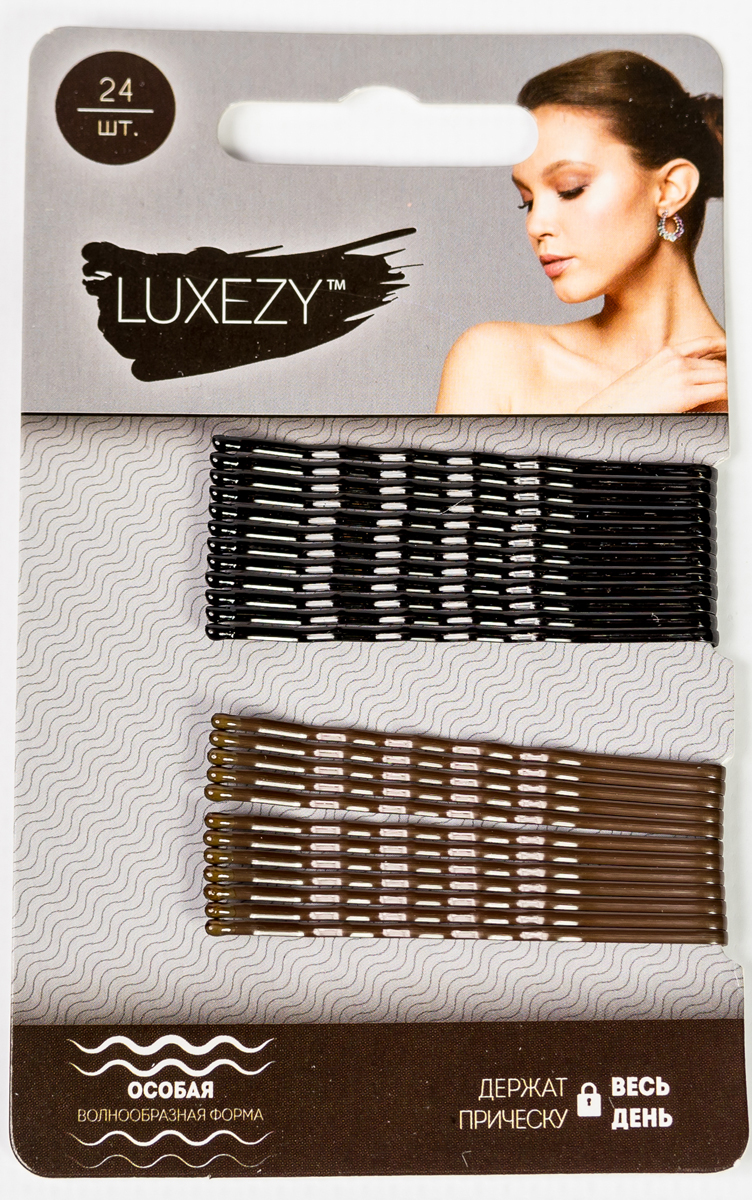 Luxezy Невидимки для волос, цвет: черный, коричневый, 24 шт