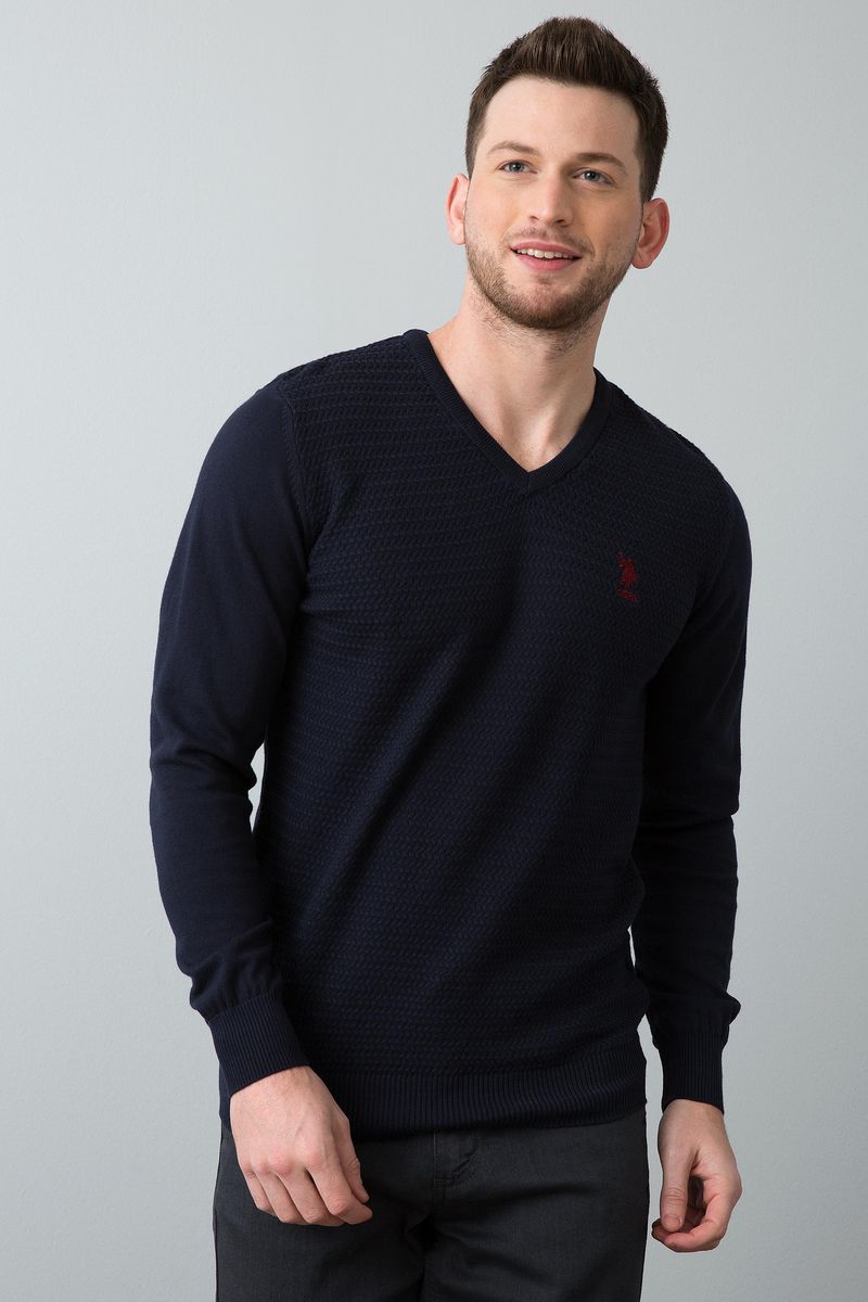 Пуловер мужской U.S. Polo Assn., цвет: темно-синий. G081GL0TK0GROV-BSK7_VR033. Размер L (50)