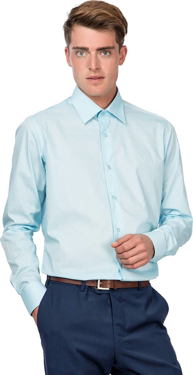 Рубашка мужская Allan Neumann, цвет: бирюзовый. 008406 RF. Размер 39 (46/48-188)