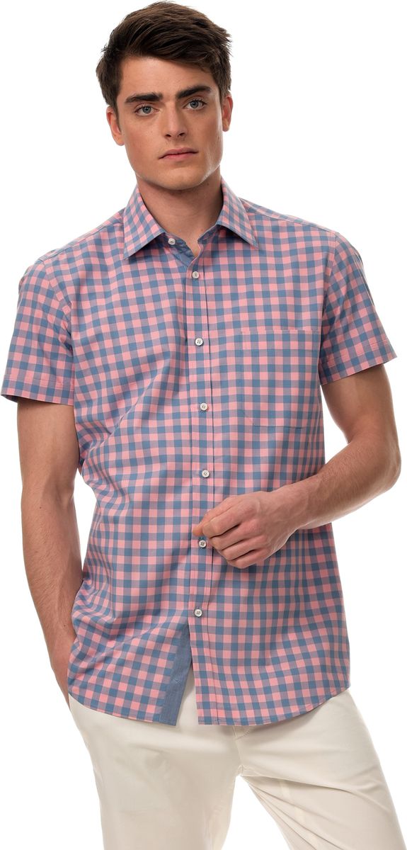 Рубашка мужская Dave Raball, цвет: коралловый, синий. 007396 SFs. Размер 43 (54/56-182)