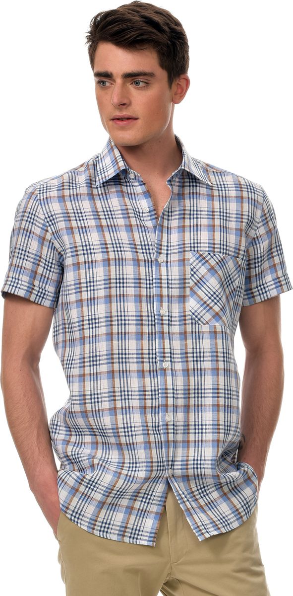 Рубашка мужская Dave Raball, цвет: синий, белый. 007406 RFs. Размер 39 (46/48-182)