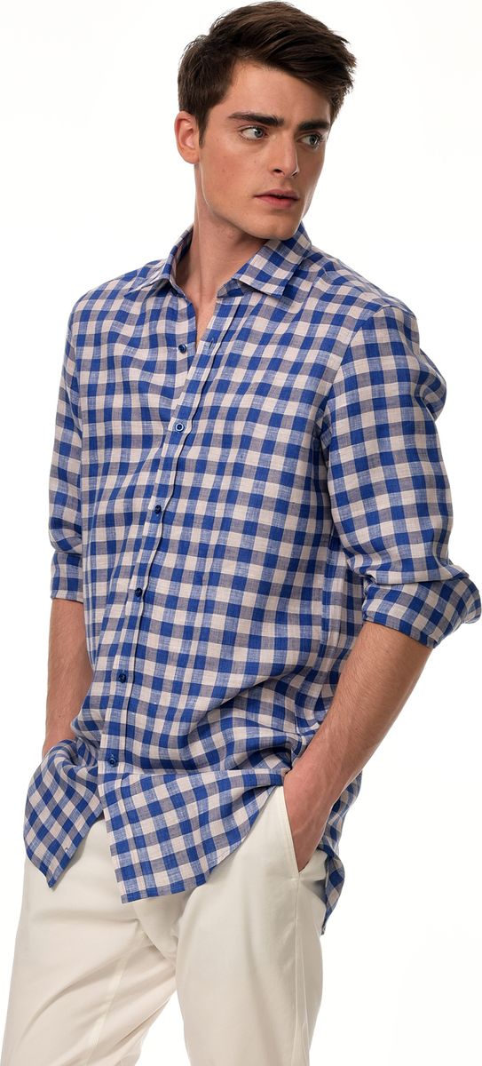 Рубашка мужская Dave Raball, цвет: синий, серый. 007440 RF. Размер 44 (56/58-188)