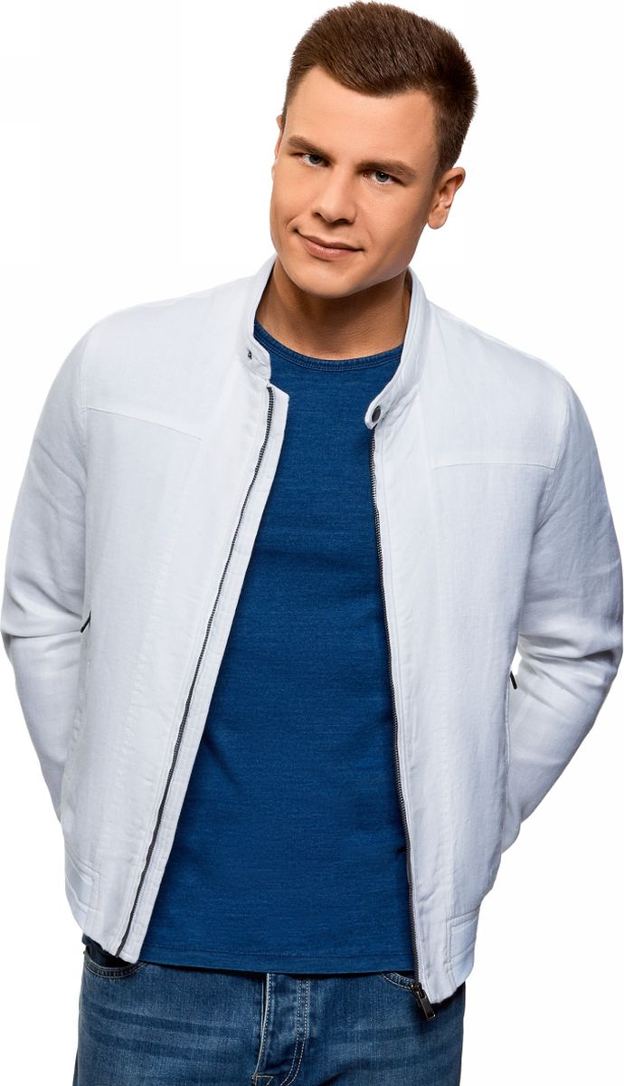 Куртка мужская oodji Lab, цвет: белый. 1L514014M/48087N/1000N. Размер XL (56)