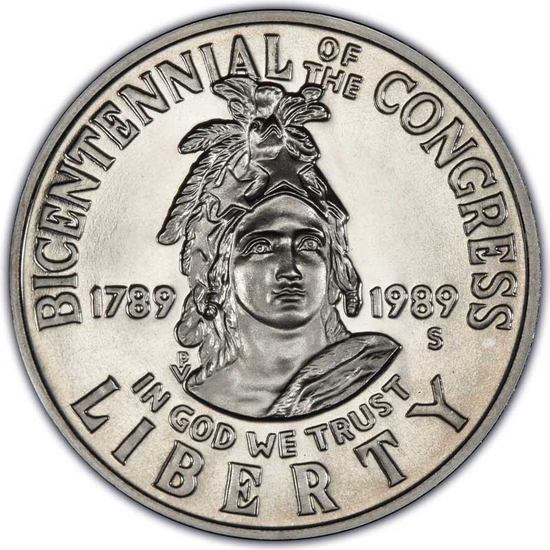 Монета номиналом 50 центов 1989 США 200 лет Конгрессу Proof