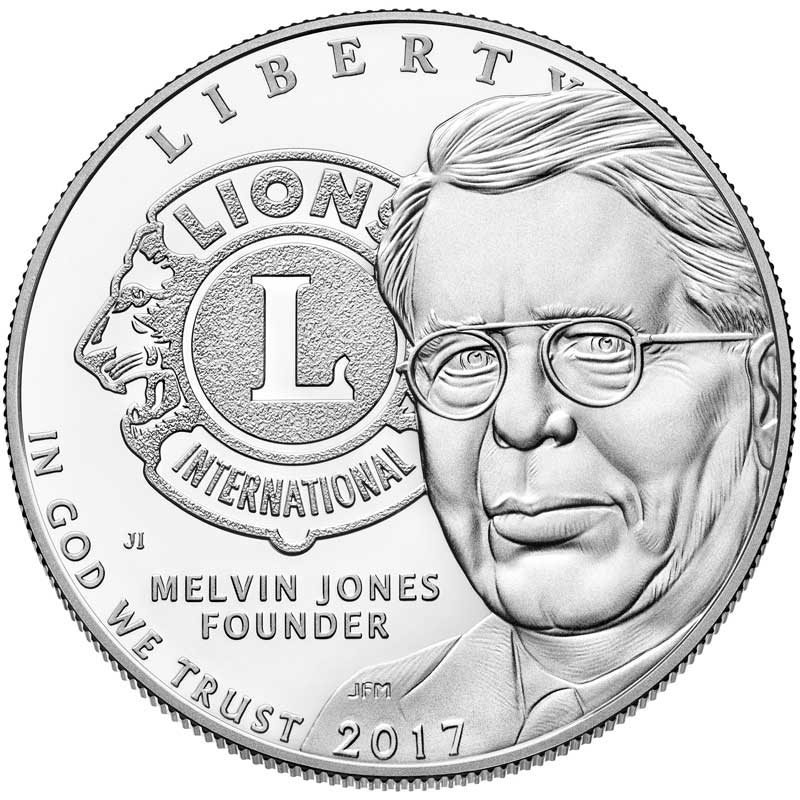Монета номиналом 1 доллар 2017 США, Lions Clubs International, серебро Proof