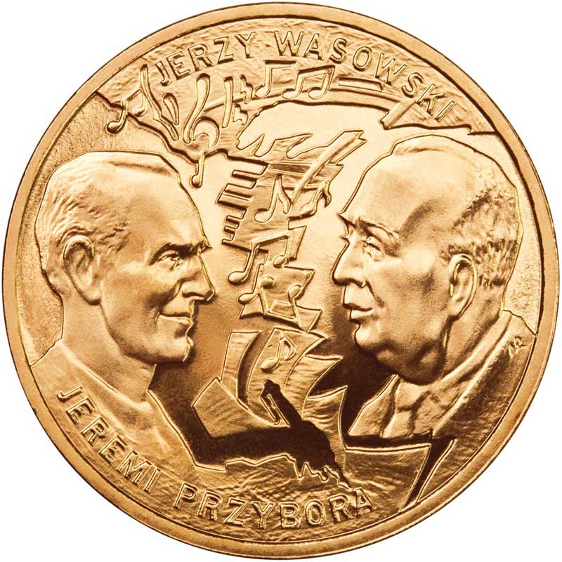 Монета номиналом 2 злотых 2011 Польша Пржибора, Васовский (Historia Polskiej Muzyki Przybora, Wasowski)