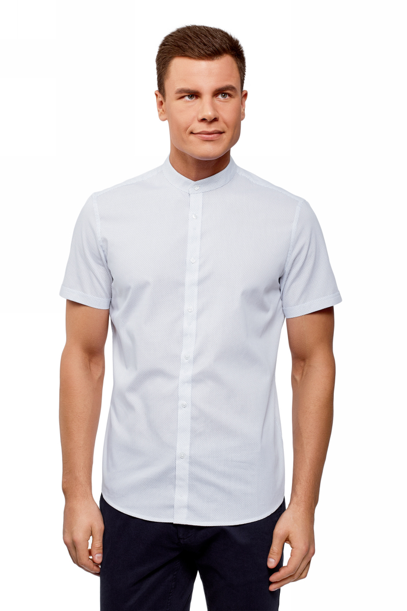 Рубашка мужская oodji Lab, цвет: белый. 3L210050M/47820N/1074D. Размер 41 (50-182)