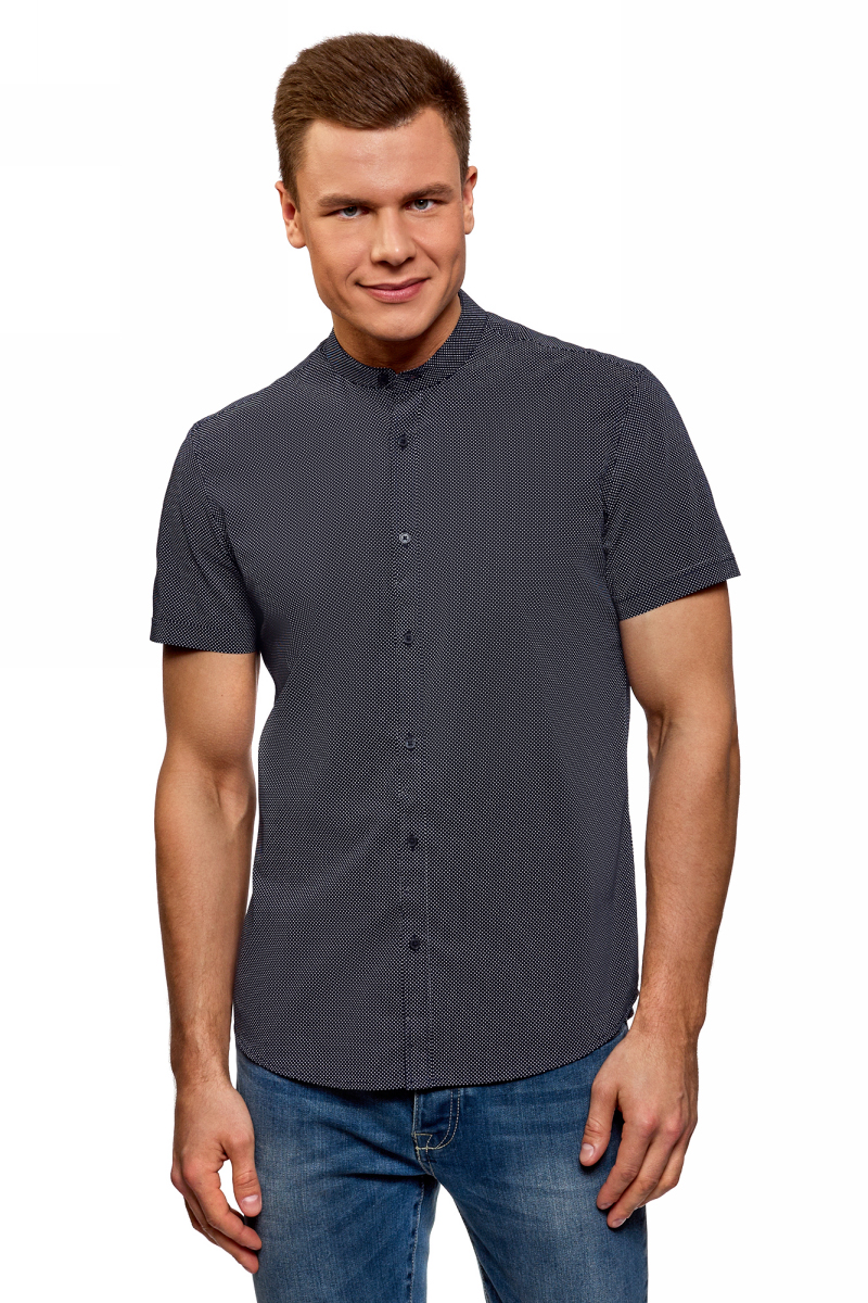 Рубашка мужская oodji Lab, цвет: темно-синий. 3L210050M/47820N/7901D. Размер 44 (56-182)