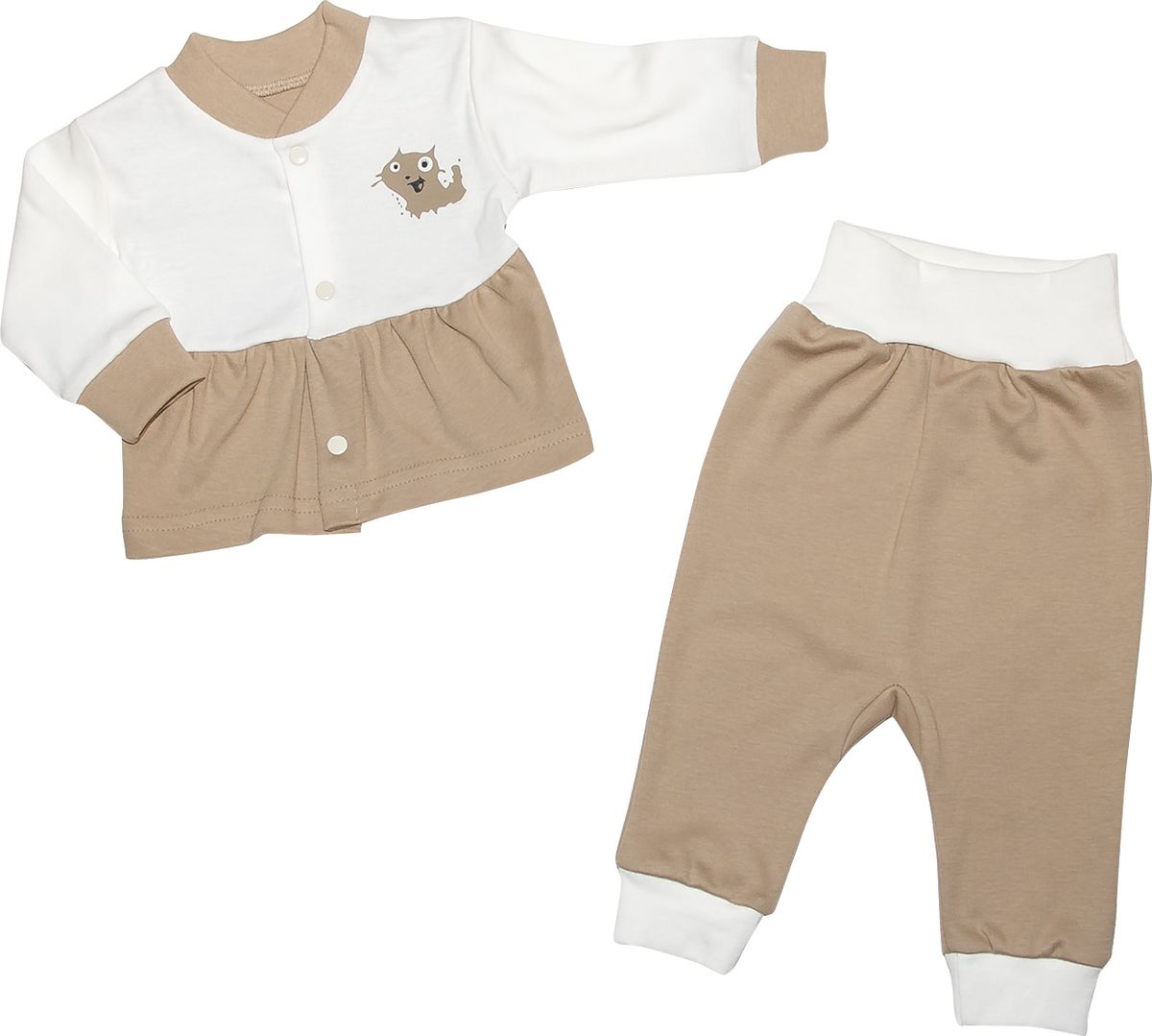 Комплект одежды детский Клякса, цвет: экрю, бежевый, 2 предмета. 37К-5222. Размер 68