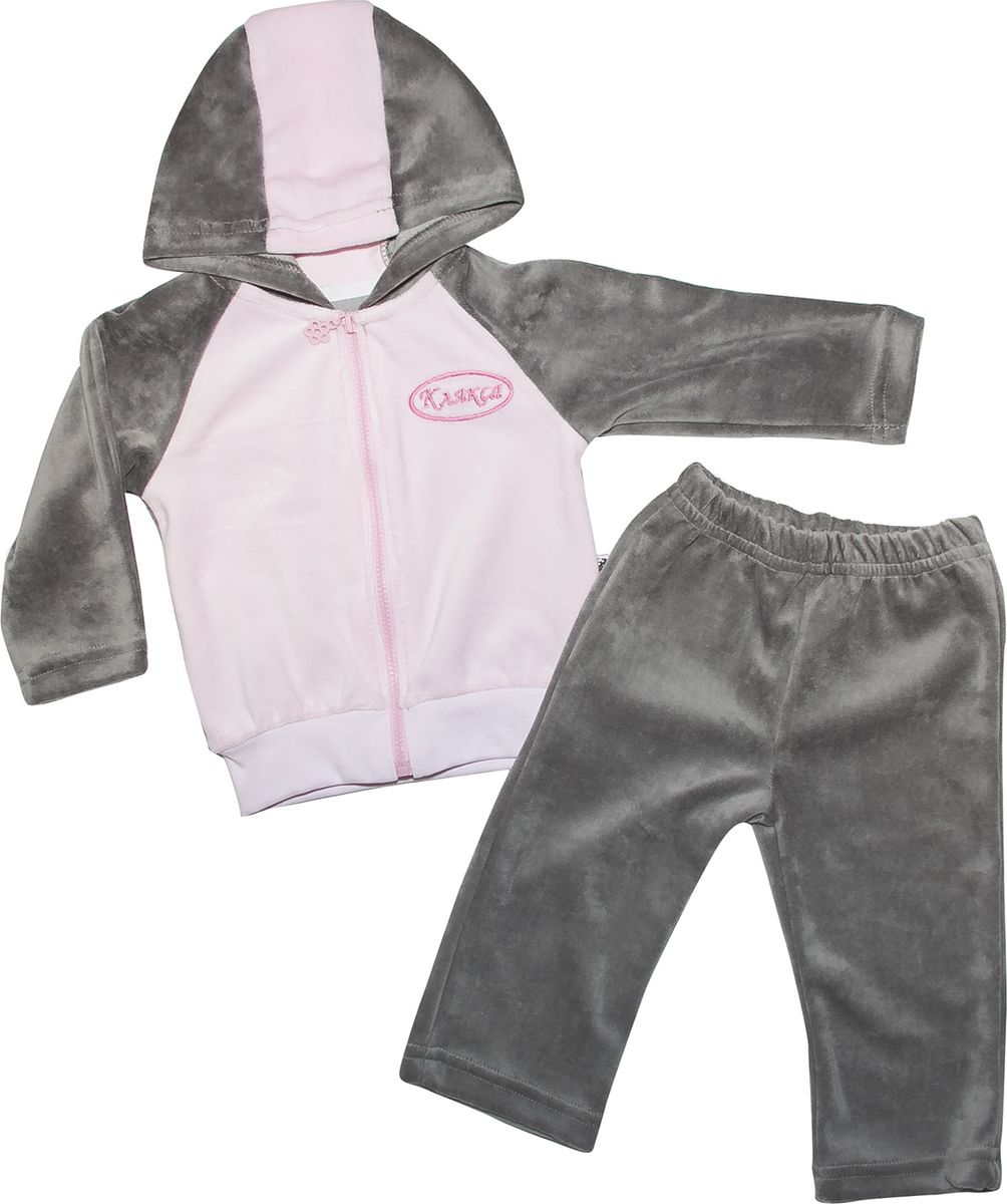 Комплект одежды для девочки Клякса, цвет: серый, розовый. СК-1д. Размер 68